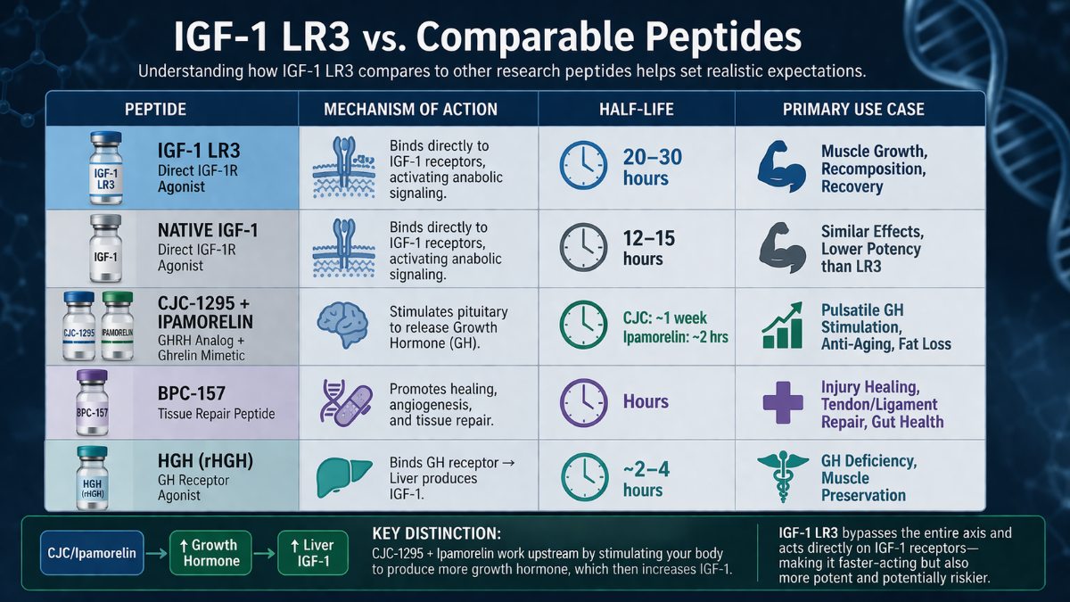 IGF-1 LR3 vs. Comparable Peptides